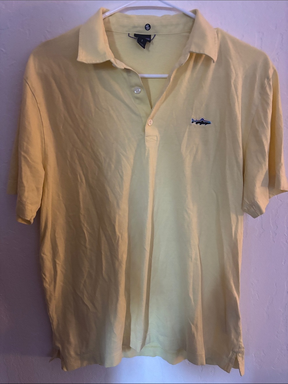 Patagonia Pale Yellow Polo with Fish Logo